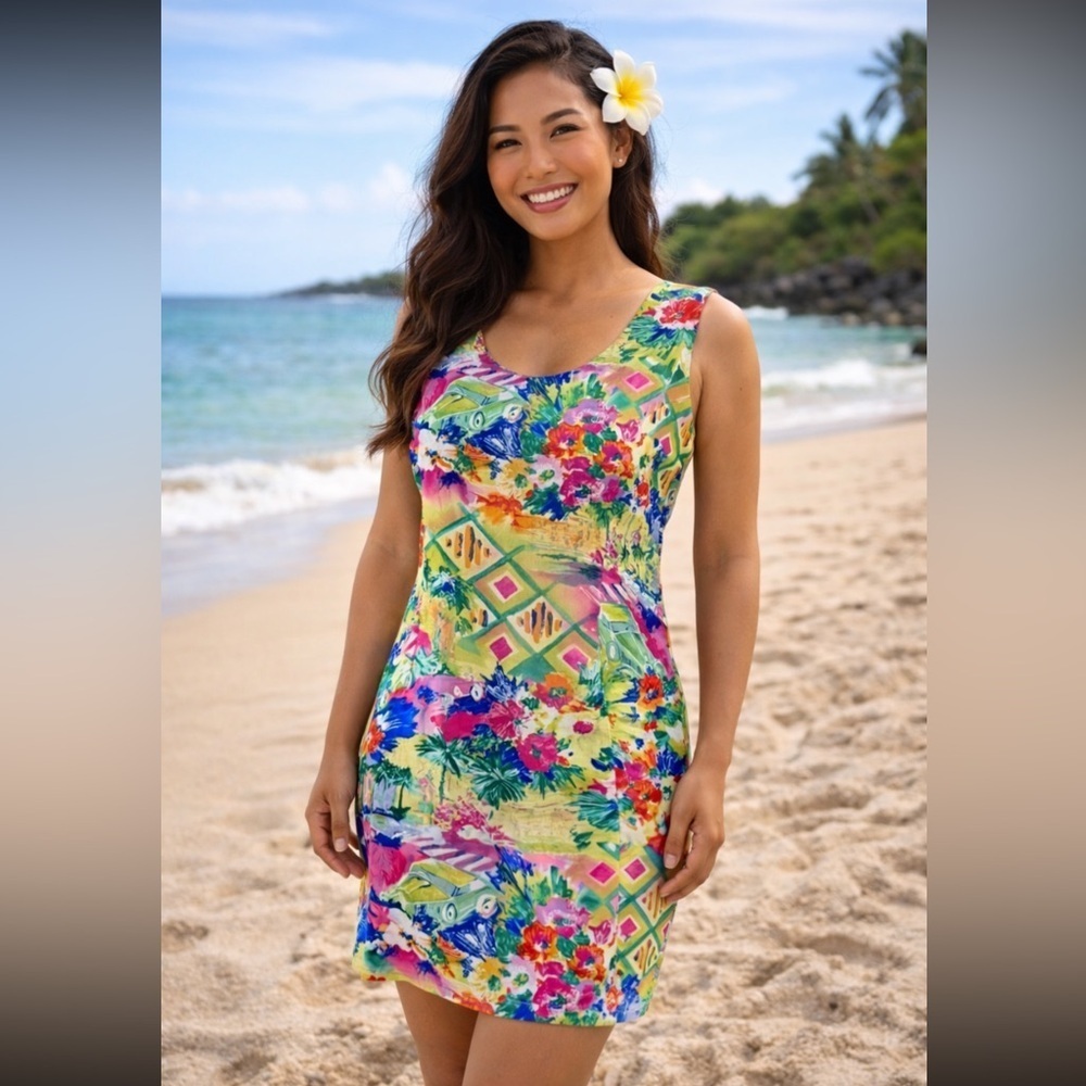 Jams World Vintage Tropical Floral Hawaiian mini dress